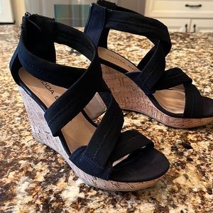 Black Strappy Wedges (5 1/2)